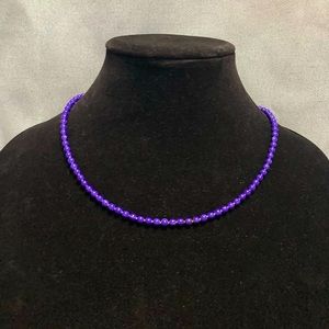 Purple Beaded Necklace Choker Style